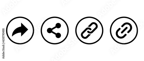 Share and link icon vector in circle line. Repost and hyperlink symbol