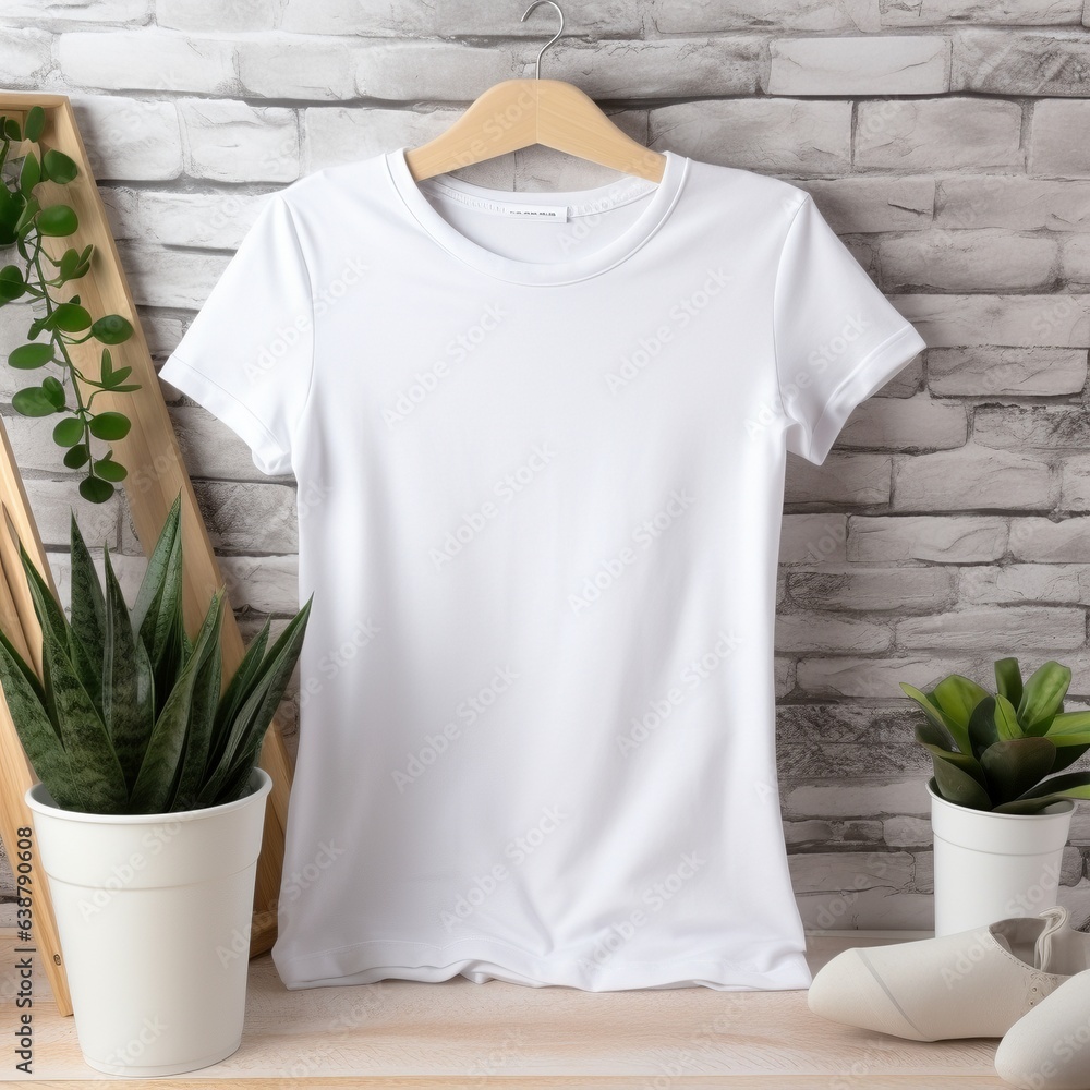white tshirt on hanger for mock up white tshirt on hanger for mock up