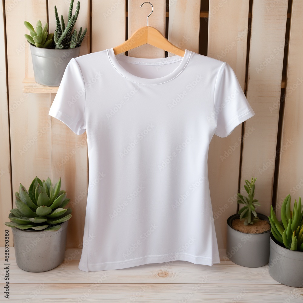 white tshirt on hanger for mock up white tshirt on hanger for mock up