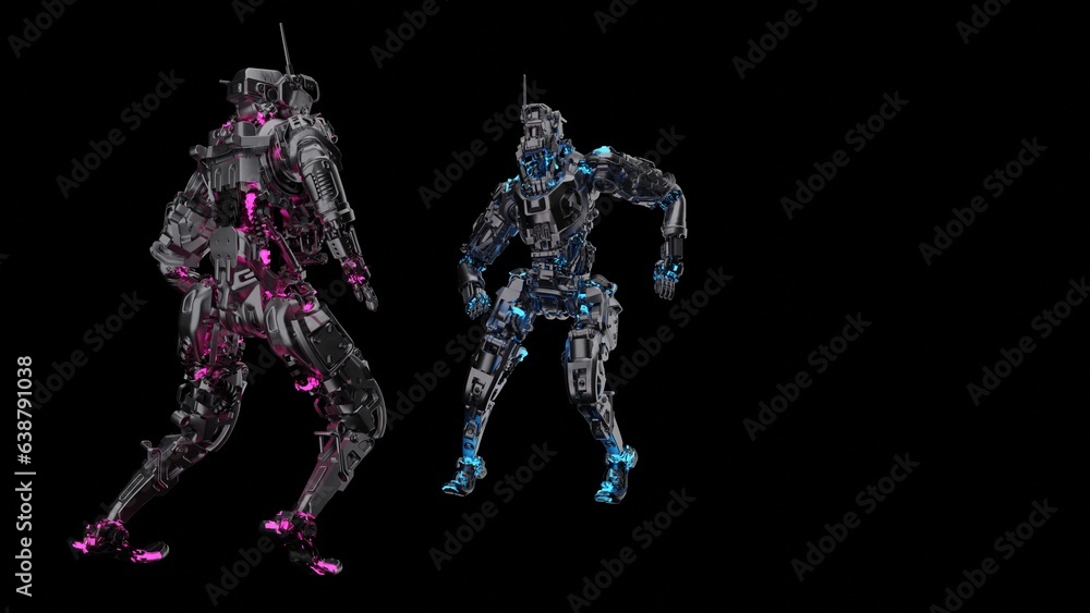 robots, androids dancing, salsa, rumba, on a black background, 3d render, background for dance music robots, androids dancing, salsa, rumba, on a black background, 3d render, background for dance music