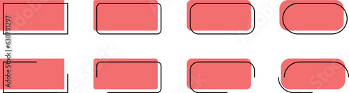 Red Quote vector bubbles for text, speech. Quotation box frames with borders design for comment, title, citation, chat, blog, note, mark. Vector ilusration