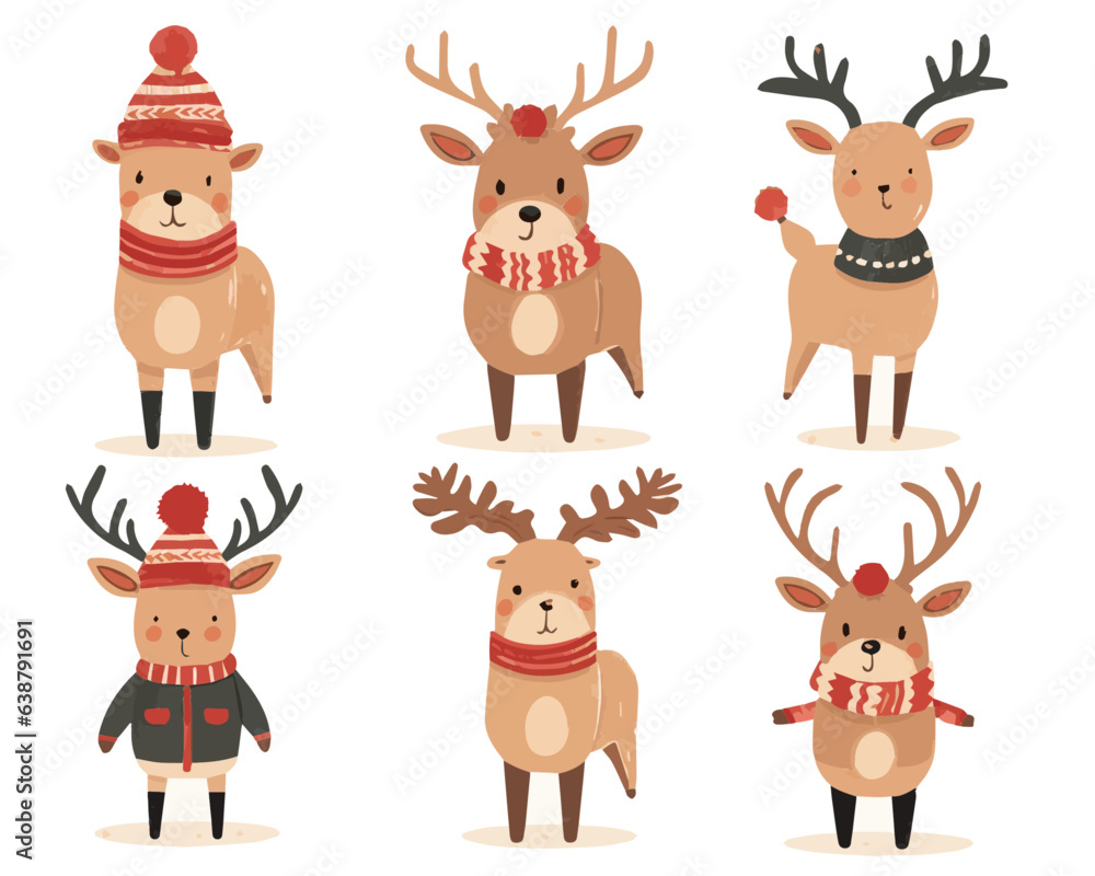 set of christmas reindeers vector set of christmas reindeers vector