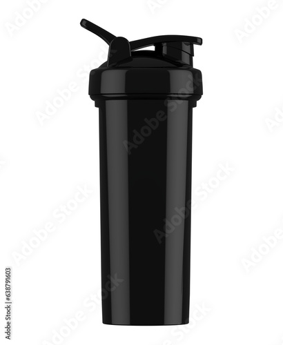 Black plastic sports protein shakers mixers 3D Rendering