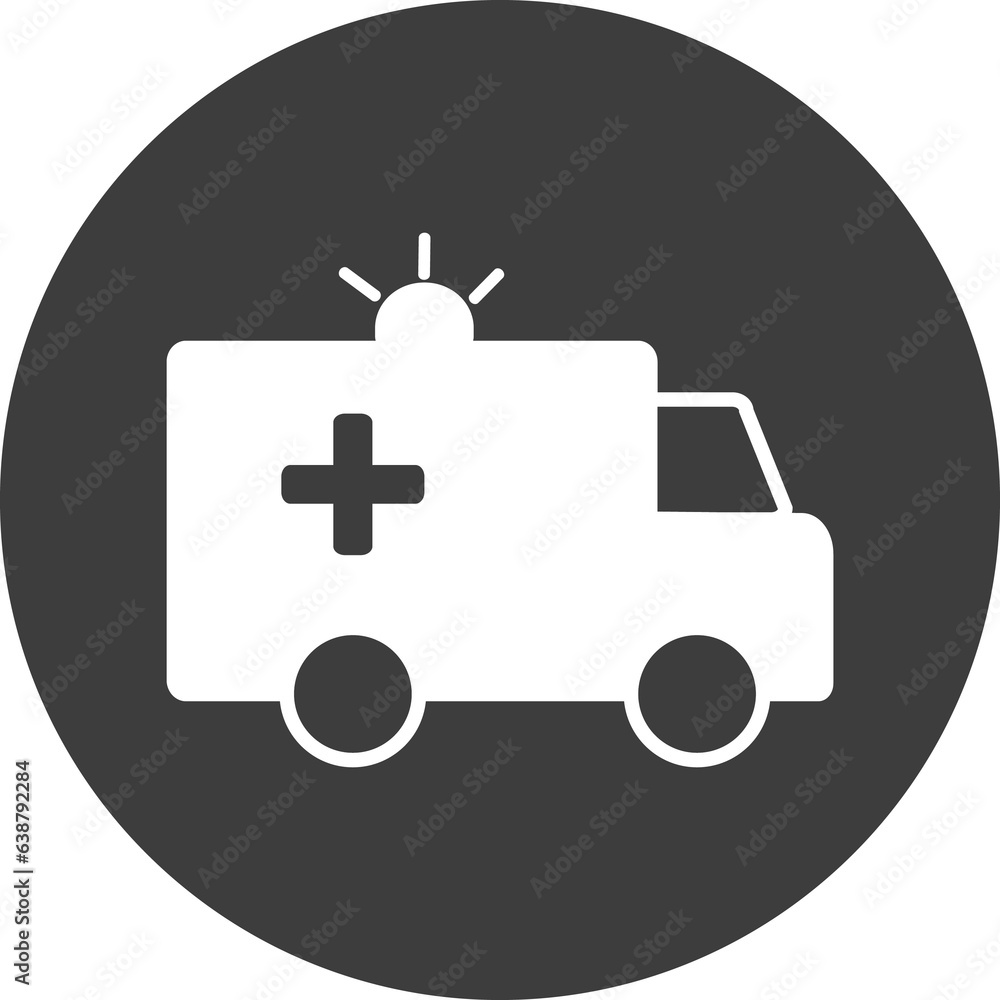 ambulance icon in black circle. ambulance icon in black circle.