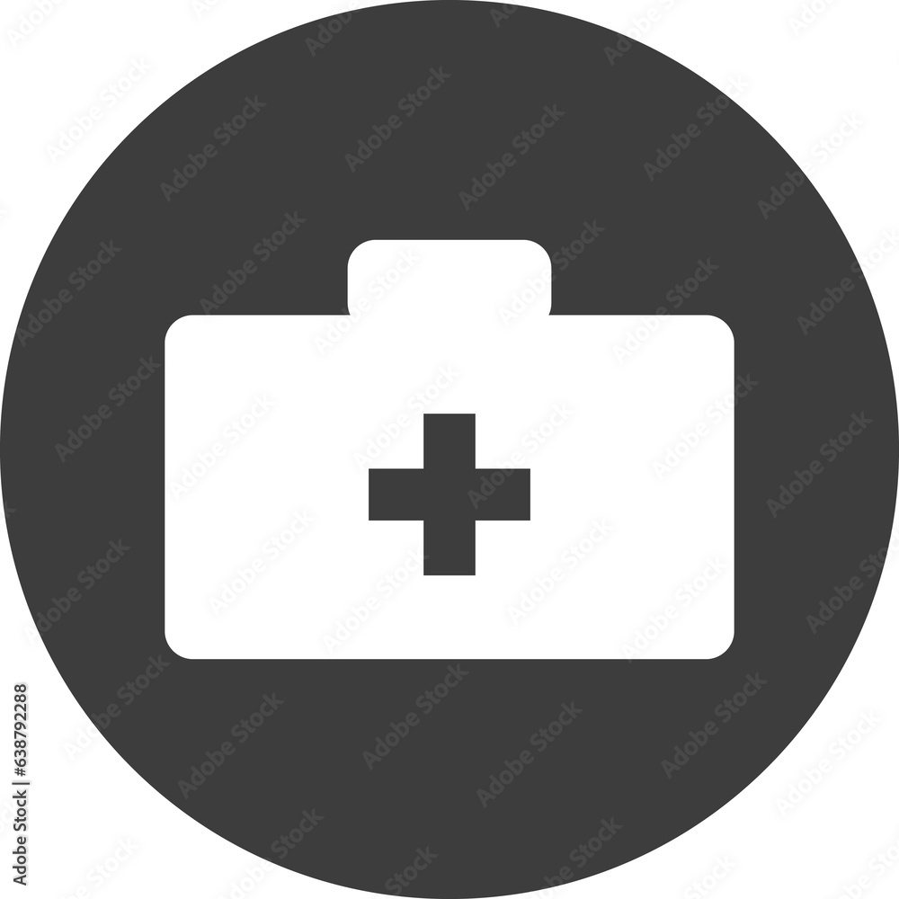 first aid kit icon in black circle. first aid kit icon in black circle.