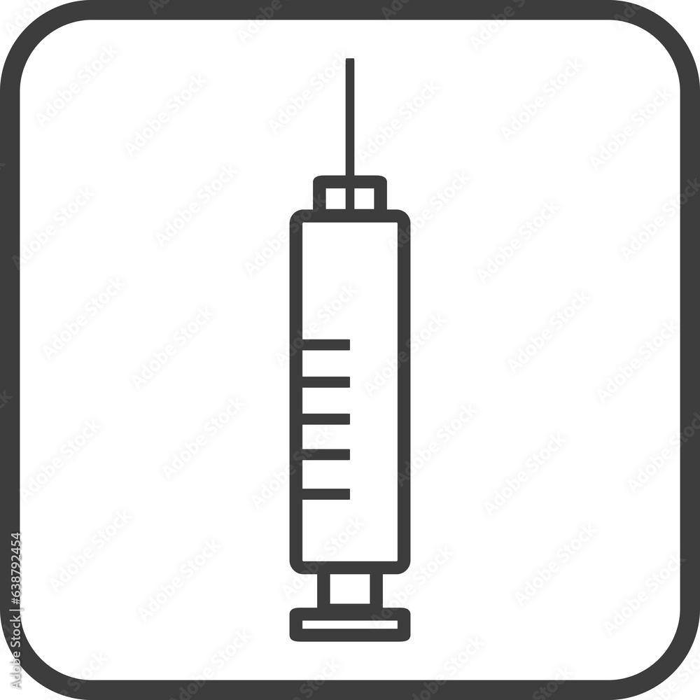 hypodermic syringe icon in thin line black square frames. hypodermic syringe icon in thin line black square frames.