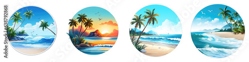 Beach Scene clipart collection  vector  icons isolated on transparent background