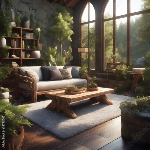 Natural living room Lost in forest – Lifestyle (ai generative)