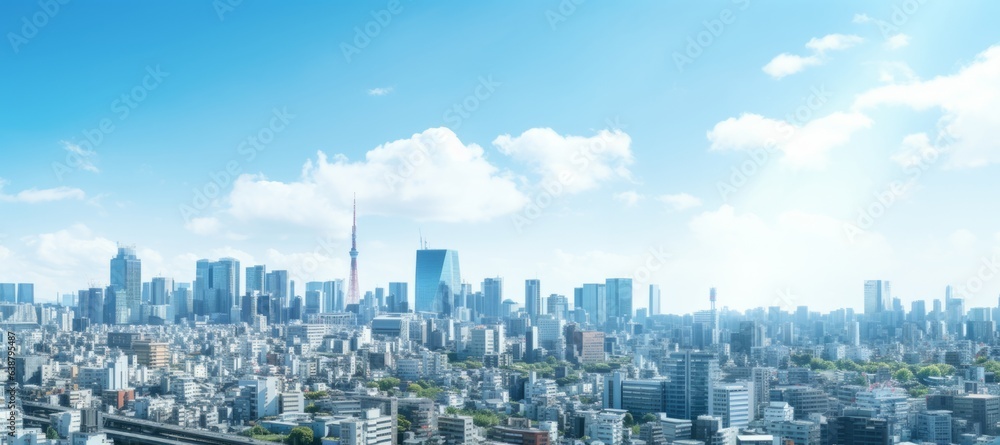 東京っぽい都市風景のパノラマ
