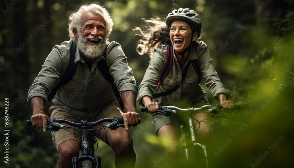 an old man and a daughter on a bicycle an old man and a daughter on a bicycle
