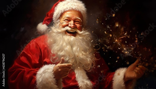 santa claus with christmas gifts photo