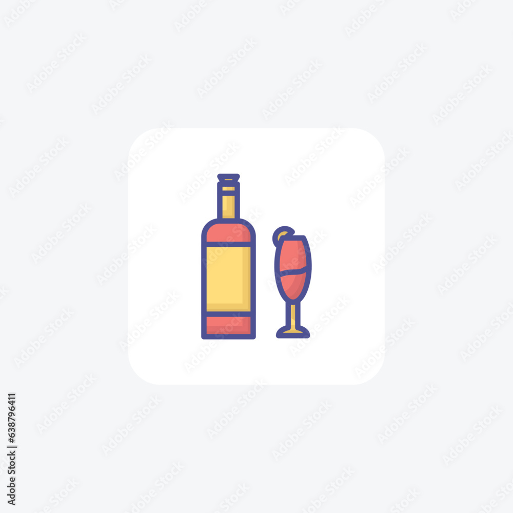 Elegant Wine Filled Outline Icon Elegant Wine Filled Outline Icon