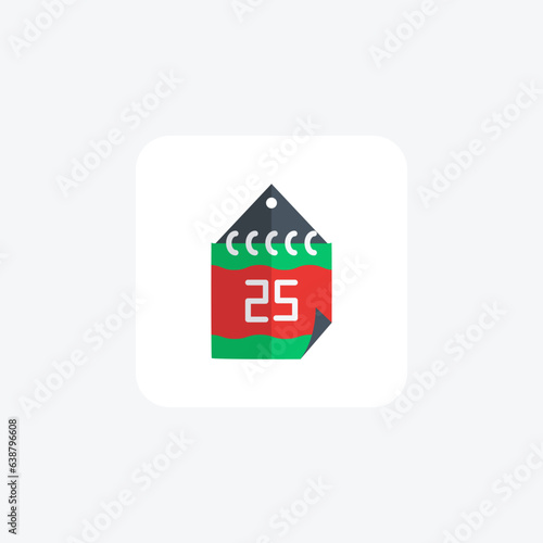 Festive Christmas Calendar Countdown Flat Icon