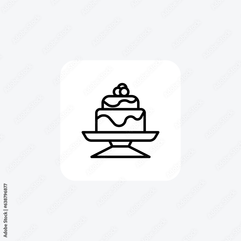 Christmas Cake Glittering Peppermint Snowfall Line Icon Christmas Cake Glittering Peppermint Snowfall Line Icon