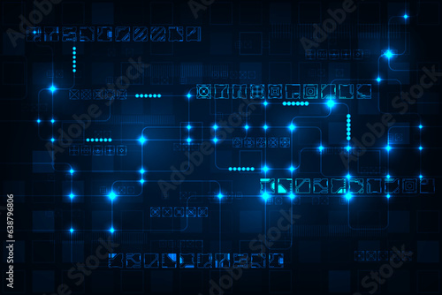 Vector abstract line circuit technology background. Hi-tech commucation concept background.