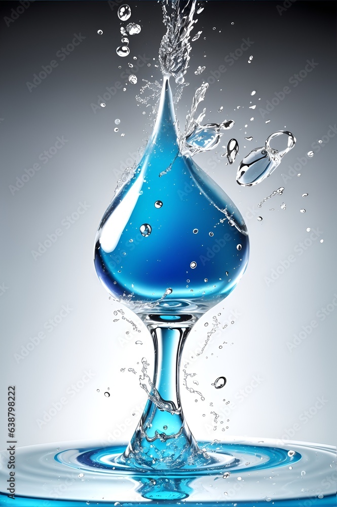 Photo of a vibrant blue liquid splashing into a clear pool of water Photo of a vibrant blue liquid splashing into a clear pool of water
