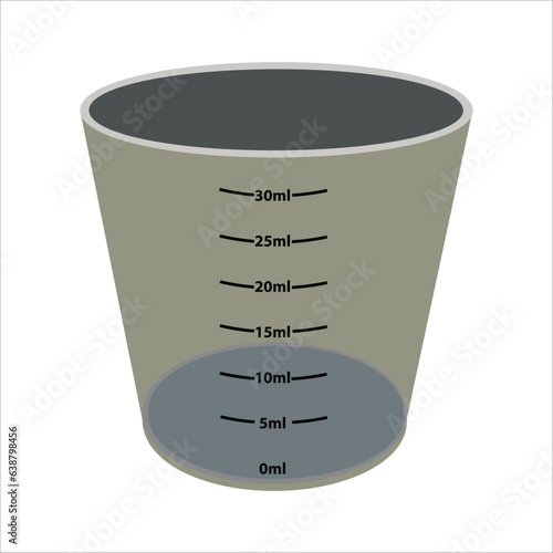 A vector drawing of a thirty milliliter measuring cup showcases the sleek contours and functional design of this kitchen essential.