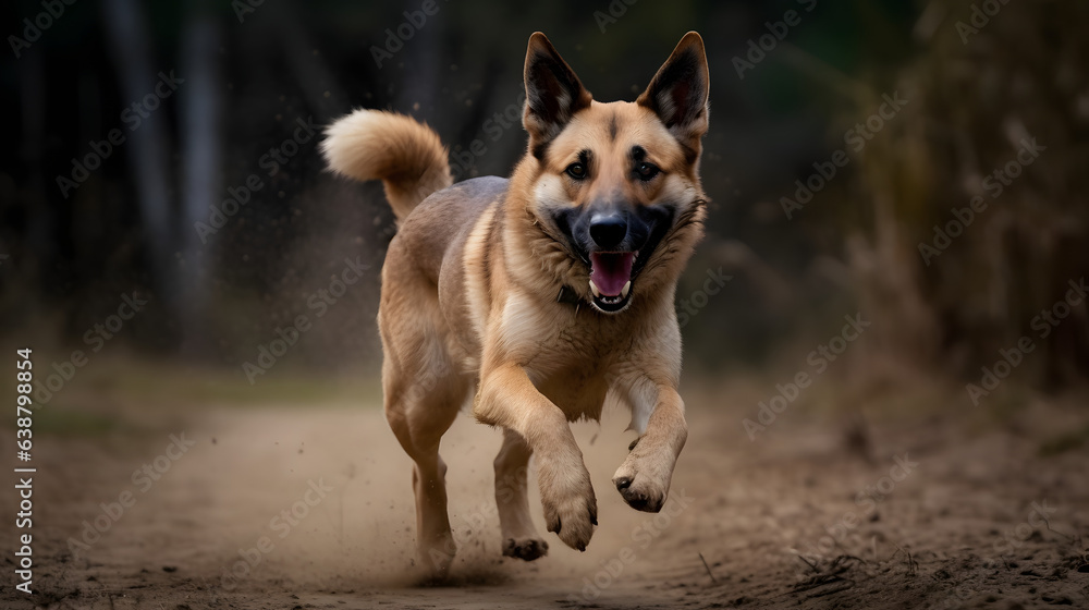 Happy dog running in the park