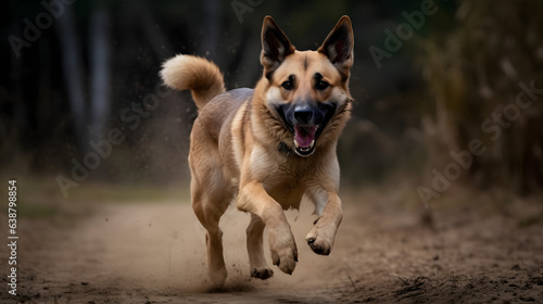 Happy dog running in the park
