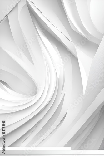 Photo of a minimalist white abstract background with a modern white frame