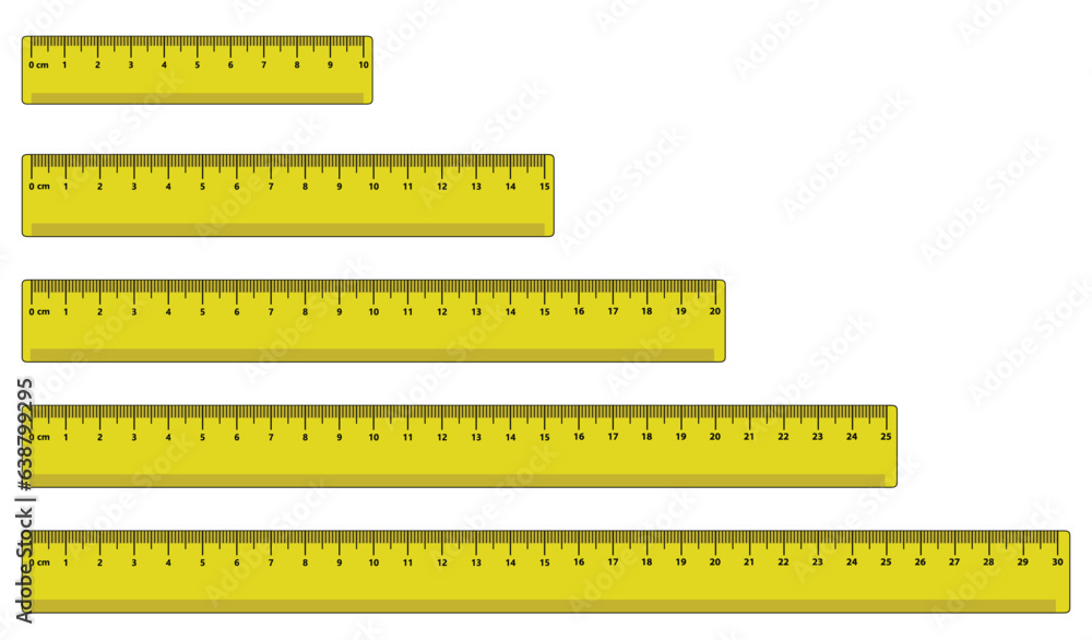Vecteur Stock inch and metric rulers. Centimeters and inches measuring