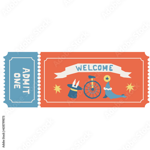 Circus ticket flat illustration