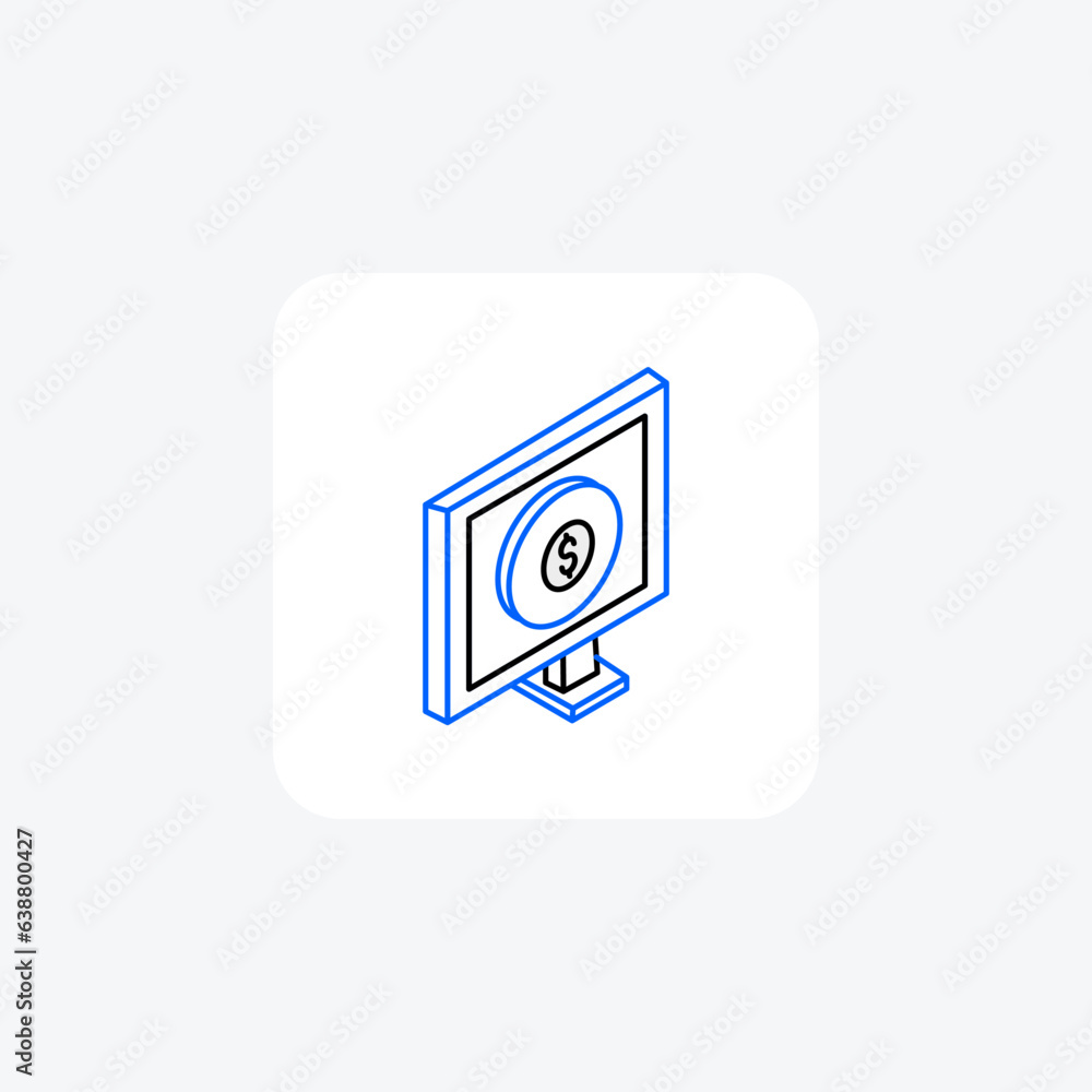 Computing Financial Frontier isometric Duo Color Icon Computing Financial Frontier isometric Duo Color Icon