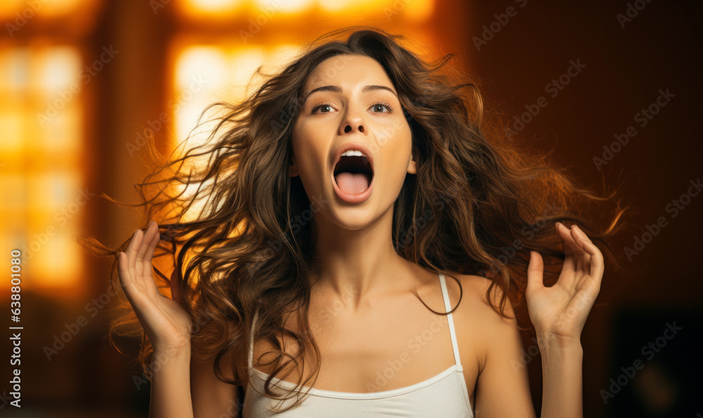 Stress and Frustration: Woman's Intense Emotional Reaction Stress and Frustration: Woman's Intense Emotional Reaction
