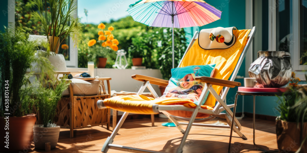 Obraz premium Tranquility at Home: Relaxation Deckchair