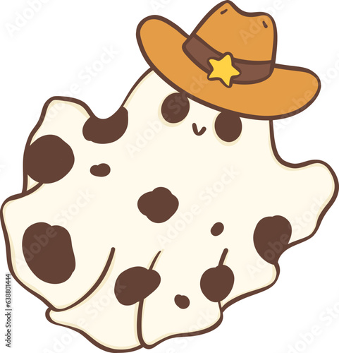 Cute cowboy Halloween ghost cartoon doodle 