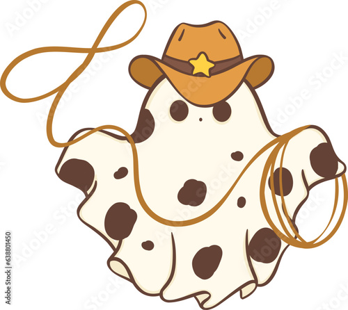 Cute cowboy Halloween ghost cartoon doodle 