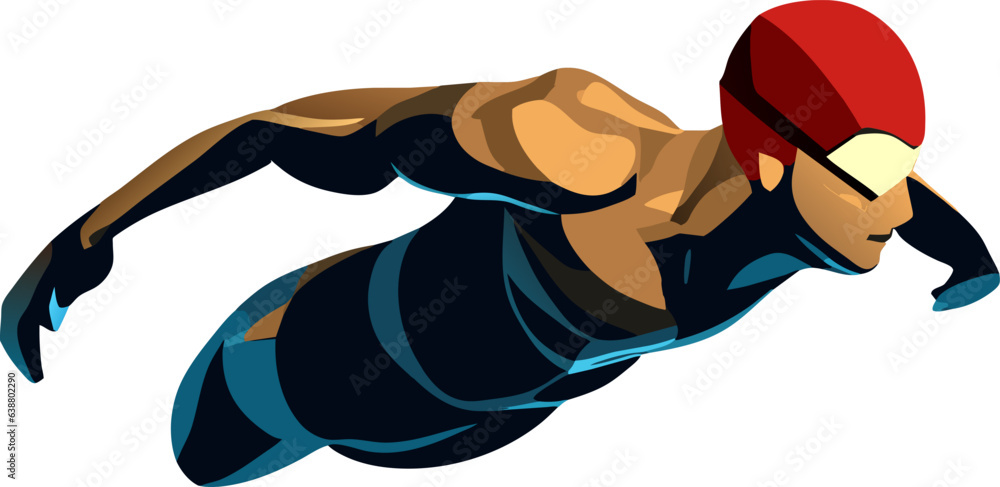 Swimming sportsman isolated on white background
Swimming sportsman isolated on white background