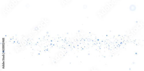 Glow light effect. Blue glitter and bokeh on transparent backdrop. Luxury particles with stardust. Magic Christmas composition. Special shine for poster or advertising. PNG.