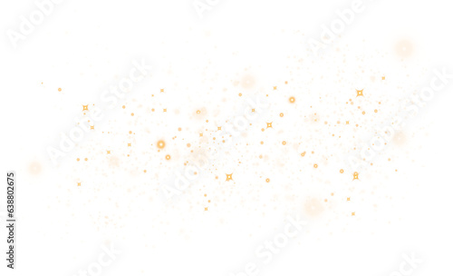 Glow light effect. Golden glitter and bokeh on transparent backdrop. Luxury particles with stardust. Magic Christmas composition. Special shine for poster or advertising. PNG.