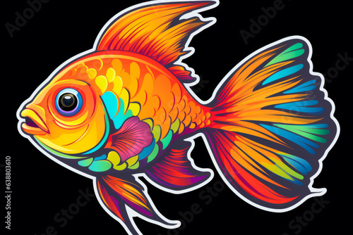 Colorful fish with black background and black background with white outline.