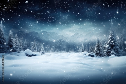 Christmas background with a snowy landscape.
