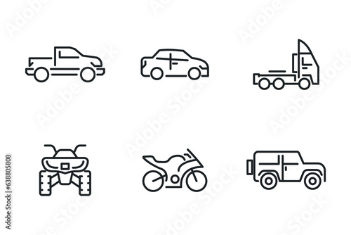Car line icons set. Vector