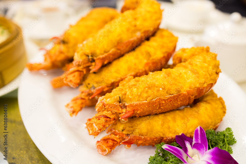 Deep fried lobster with cheese seafood dish Deep fried lobster with cheese seafood dish
