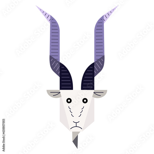 Capricorn head flat illustration