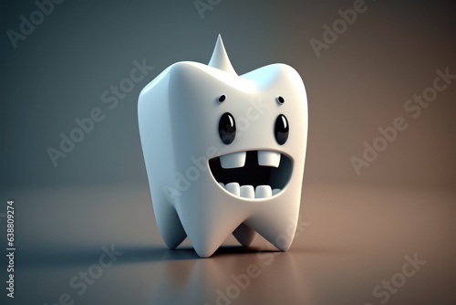Happy white tooth character illustration concept