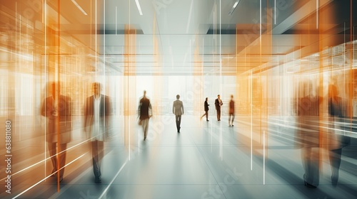 Blurred business people meeting in modern office building conference room