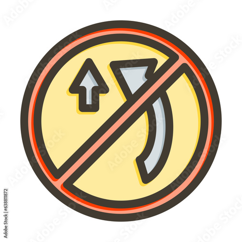 No Overtaking  Vector Thick Line Filled Colors Icon Design Vector Thick Line Filled Colors Icon Design
