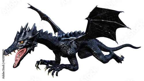 3D Rendering Fairy Tale Dragon on White