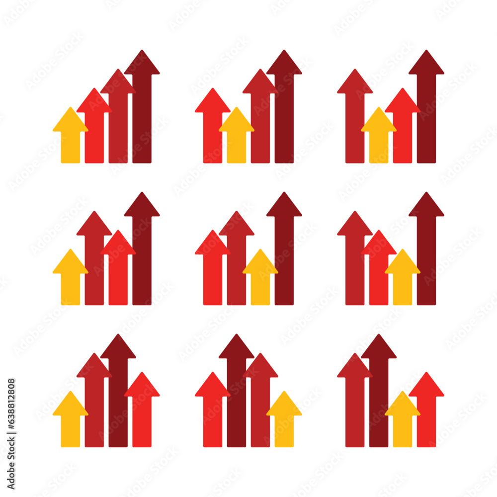 red arrow icon set symbol of development, growth. simple vector design ...