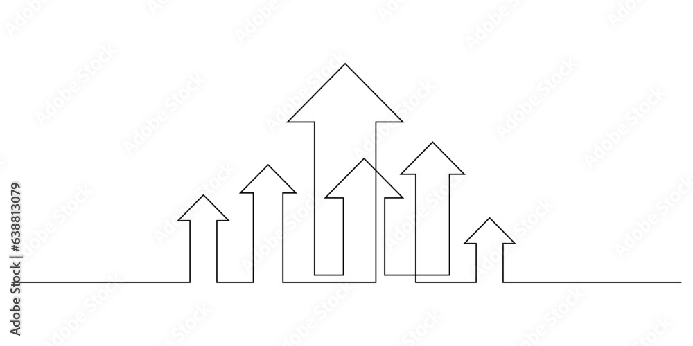 arrows up direction one line growth successful concept illustration arrows up direction one line growth successful concept illustration