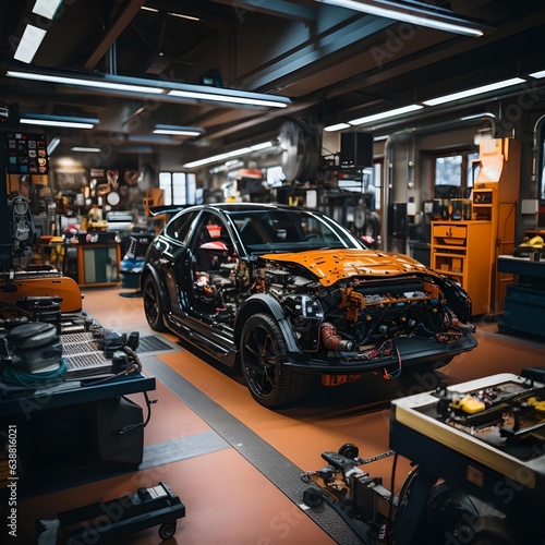 Mechanical workshop specializing in electric cars. Electric car tuning - modernization. © Tomasz
