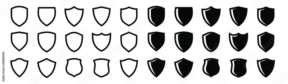 Set of security shield icon. Protect shield security line icons. Shield badge quality symbol. Shield security. Collection of security shield icons. Vector illustration Set of security shield icon. Protect shield security line icons. Shield badge quality symbol. Shield security. Collection of security shield icons. Vector illustration