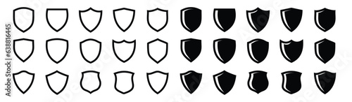 Set of security shield icon. Protect shield security line icons. Shield badge quality symbol. Shield security. Collection of security shield icons. Vector illustration