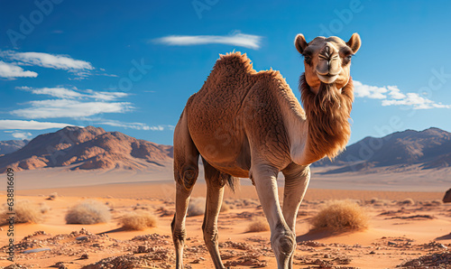 Camel in the desert on a sunny day. © Andreas