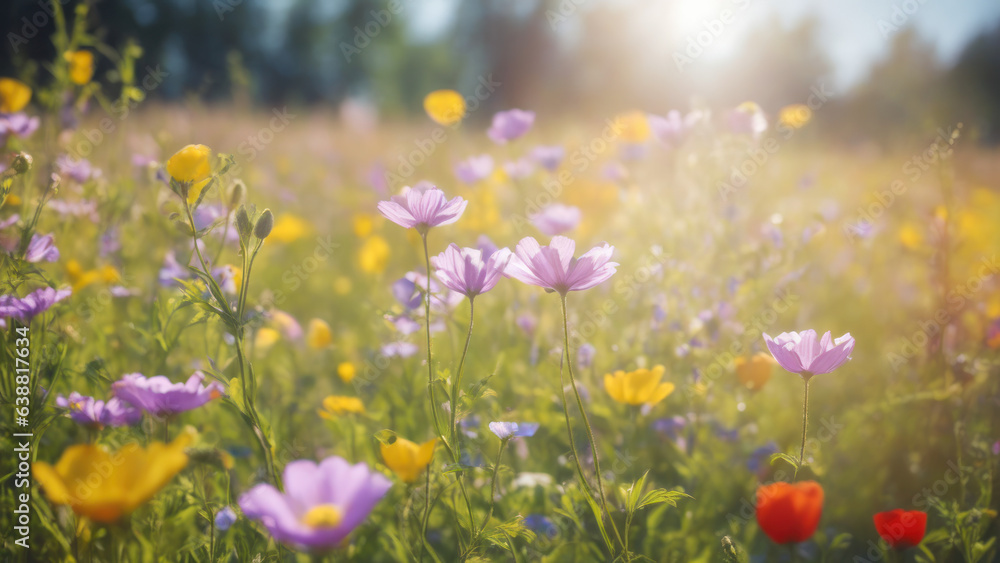 flower meadow with blurred background